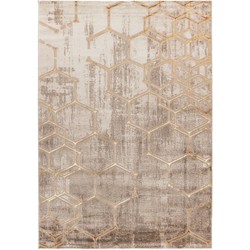 Tapijtenloods Fashion Club - Laagpolig Vloerkleed - Design Tapijt - Beige Goud- 160x230 CM