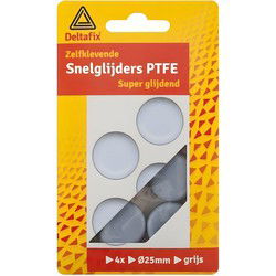 Teflonglijders rond 25mm grijs 4st