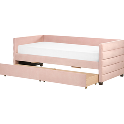 Beliani MARRAY - Onderschuifbed-Roze-Fluweel