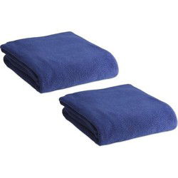 Fleece deken/plaid - 2x - blauw - 120 x 150 cm - Polyester fleece - Plaids
