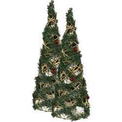 2x stuks kerstverlichting figuren Led kegel kerstbomen draad/groen 40 cm 20 leds - kerstverlichting figuur