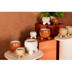 PTMD Bloempot Malinda - 20x20x18 cm - Keramiek - Oranje