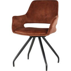Livingfurn - Eetkamerstoel Capp Rust Velvet - Stof - 61x61x83,5 - 2 stuks