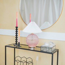 Housevitamin Table Lamp with Crystal Glass Foot- Pink