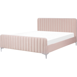 Beliani LUNAN - Tweepersoonsbed-Roze-Fluweel