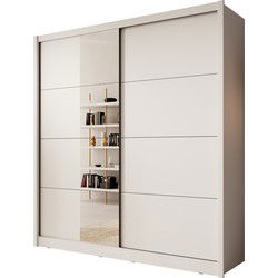 Meubella - Kledingkast Azul - Wit - 205 cm - Met spiegel