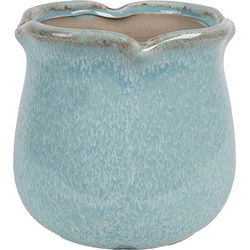 Clayre & Eef Bloempot Binnen  Ø 12x12 cm Blauw Keramiek Plantenpot
