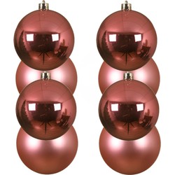 Decoris kerstballen - 8x - lippenstift roze - D10 cm - kunststof - Kerstbal