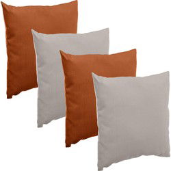 Bank/sier/tuin kussens voor binnen/buiten set 4x stuks terra bruin/taupe 40 x 40 cm - Sierkussens