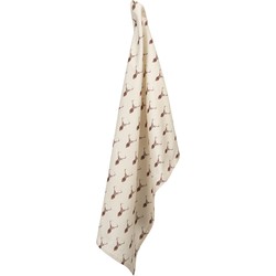 Clayre & Eef Theedoek  50x70 cm Beige Rood Katoen Rechthoek Hert Vaatdoek