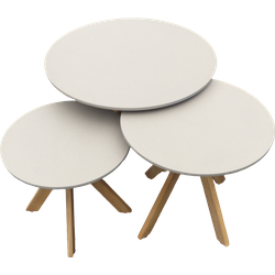 Set van 3 Luzern bijzettafels 59,5x45 cm, 45x41 cm, 39x35,5 cm