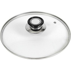 Universele glazen steel/saus pannendeksel - van 18 cm - voor pannen van 17 cm - Pannendeksels