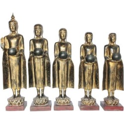 Fine Asianliving Staande Boeddha met Staande Monnik 107-75cm Set/5