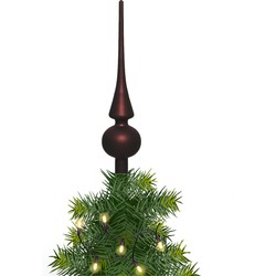 Kerstboom glazen piek bruin mat 26 cm - kerstboompieken