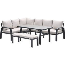 Vasano lounge-dining hoekset - links - 4-dlg. -  c. black -  sand