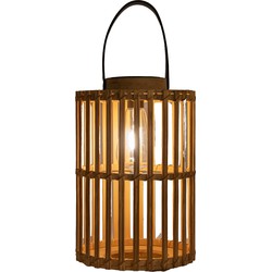 Anna's Collection Solar lantaarn - voor buiten - D20 x H32 cm - bamboe hout - tafellamp - Lantaarns