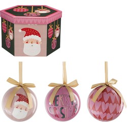 House of Seasons Kerstballen Cadeauset - 14 Stuks - Ø8 cm - Onbreekbaar - Roze, Donkergroen