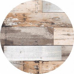 Buiten tafelkleed/tafelzeil - bruin/hout print - D160 cm - rond - Tafelzeilen