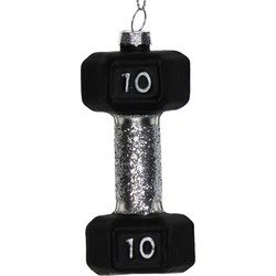 Ornament kerstbal Dumbbell Glas Zwart 10.5 cm