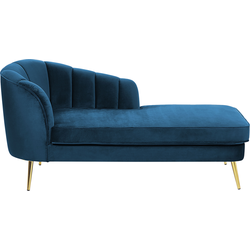 Beliani ALLIER - Chaise longue-Blauw-Fluweel