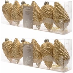 36x Kunststof dennenappel kerstballen glitter goud 8 cm kerstboom versiering/decoratie - Kersthangers