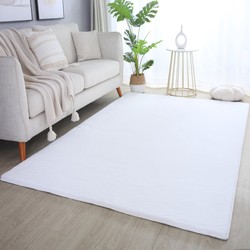 Pouffy Fluffy  - Hoogpolig Vloerkleed - Uni Kleur - Wit - Woonkamer Tapijt - Katoenen Rug- 80x250 CM