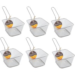 6x stuks RVS snackhouders/snackmandjes 14 cm - Serveerschalen