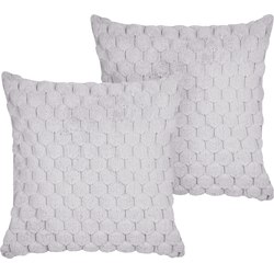 PURSLANE - Set van 2 kussens - Lichtgrijs - 43 x 43 cm - Nepbont