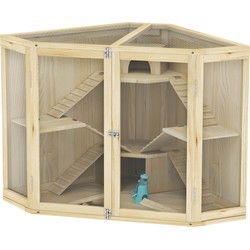 Hamsterkooi 4-Laags met Wip Loopplank en Hutjes - 69x115x79 cm - Hout