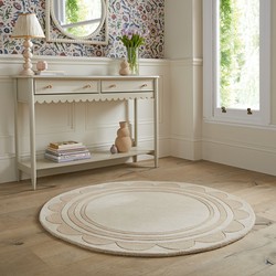 Rond - Laagpolig vloerkleed Lois - 100% Wol - Naturel / Beige - Ø 120 cm