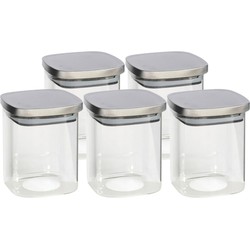 5x stuks voedsel/etenswaren bewaren voorraadpot 1100 ml glas met RVS deksel - Voorraadpot