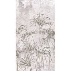 Sanders & Sanders fotobehang tropische planten grijs - 1,5 x 2,7 m - 601218