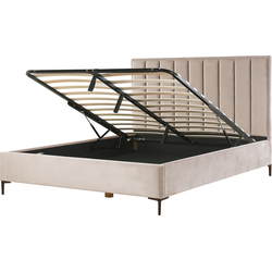 Beliani SEZANNE - Tweepersoonsbed-Beige-Fluweel