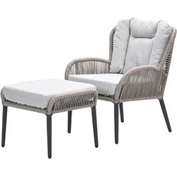 Andorra fauteuil - incl.  voetenbank - c. black - rope taupe - sand