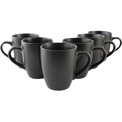 OTIX Koffiekopjes - set van 6 - met Oor - Koffietassen - Zwart - 350ml - Keramiek