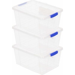 15x Opbergbakjes/organizers met deksel 1 liter 16 cm transparant - Opbergbox