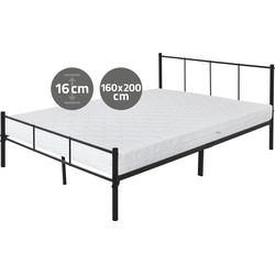 ML-Design metalen bed zwart, 200x140 cm, gemaakt van stalen frame