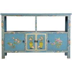 Fine Asianliving Chinees Dressoir Blauw Handbeschilderd B140xD33xH90cm