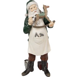 Clayre & Eef Beeld Kerstman 13x10x31 cm Groen Polyresin