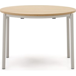 Kave Home - Uitschuifbare ronde tafel Montuiri van eikenfineer met grijs afgewerkte stalen poten  Ø90(