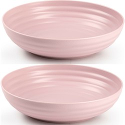 Set van 4x kommetjes/schaaltjes - Dessert/ontbijt - Kunststof - D22 cm - Oudroze - Kommetjes