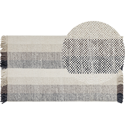 EMIRLER - Modern vloerkleed - Gebroken wit - 80 x 150 cm - Wol