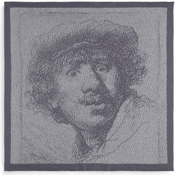 Knit Factory Gebreide Keukendoek - Keukenhanddoek Rembrandt - Ecru/Med Grey - 50x50 cm
