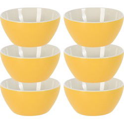 Excellent Houseware Soepkommen/schaaltjes - 6x - Acapulco - porselein - D14 x H6.5 cm - geel - Kommetjes