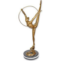 BRONZEN BEELD VAN EEN BALLERINA MET HOEPEL