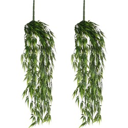 Set van 2x stuks bamboe kunstplant hangend 80 cm - Plafond of vanaf kast - Kunstplanten