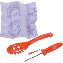 Halloween pompoenen uitsnijden gereedschap set 4-delig oranje - Keukengerei