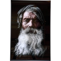 PTMD Schilderij Indische Man - 80x3x120 cm - Glas - Zwart