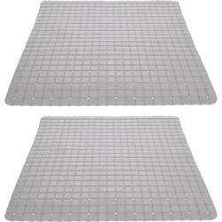 2x stuks anti-slip badmatten lichtgrijs 55 x 55 cm vierkant - Badmatjes