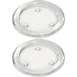 Ronde kaarsenhouder/kaars onderzetter - 2x - glas - 11 cm - Waxinelichtjeshouders